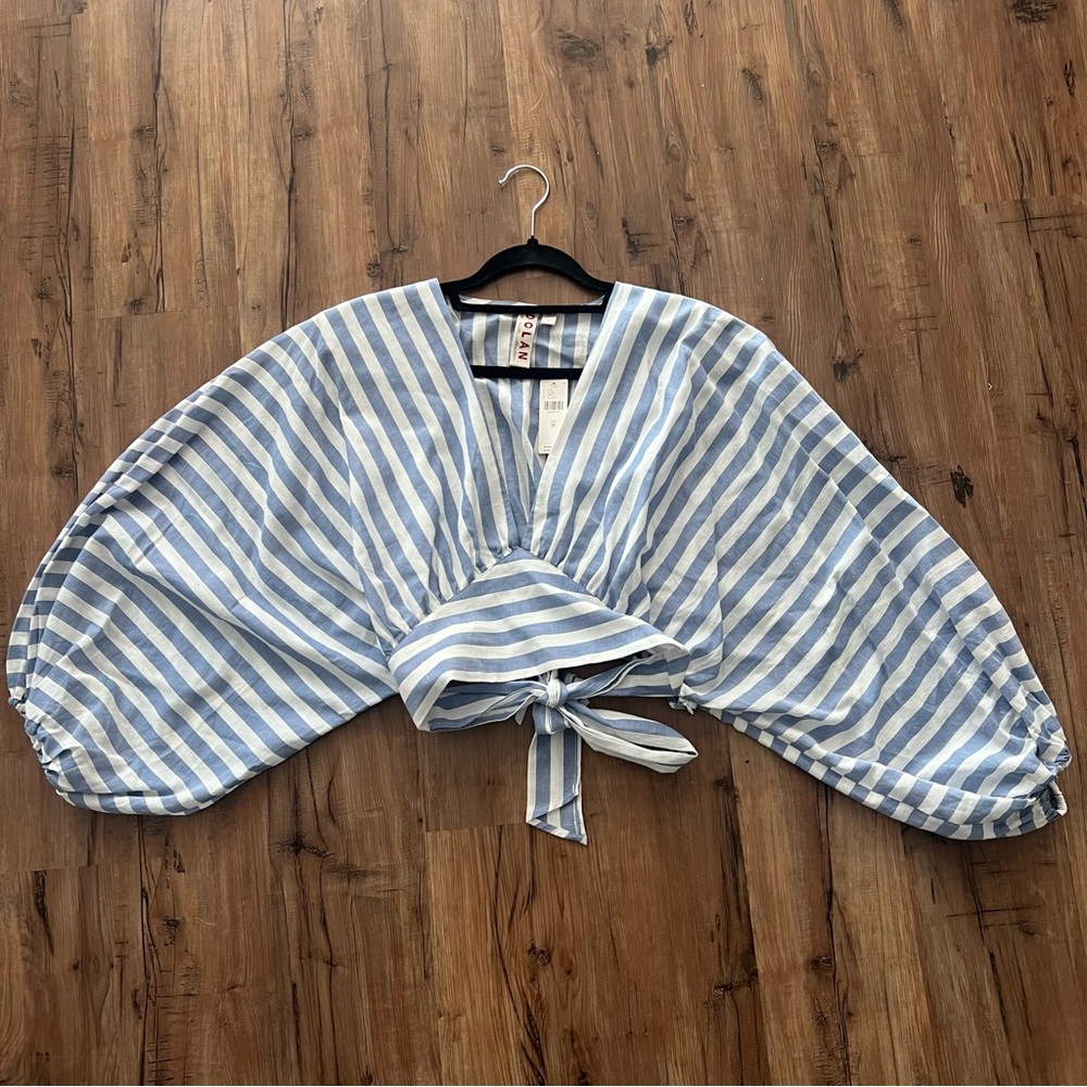 Anthropologie, Dolan, Blue and White Striped Blouse, Size M, NWT